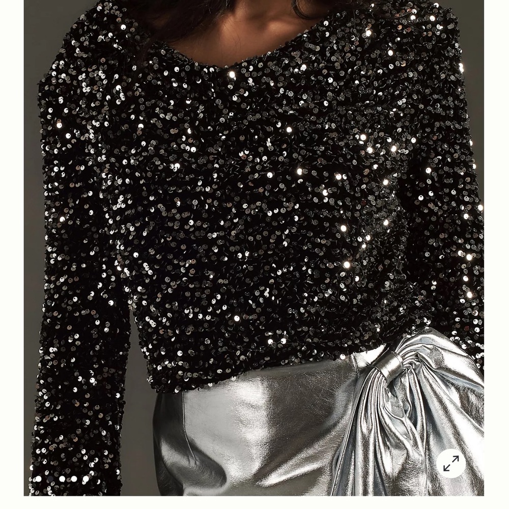 Anthropologie Black Sequin Bodysuit - Picture 3 of 4